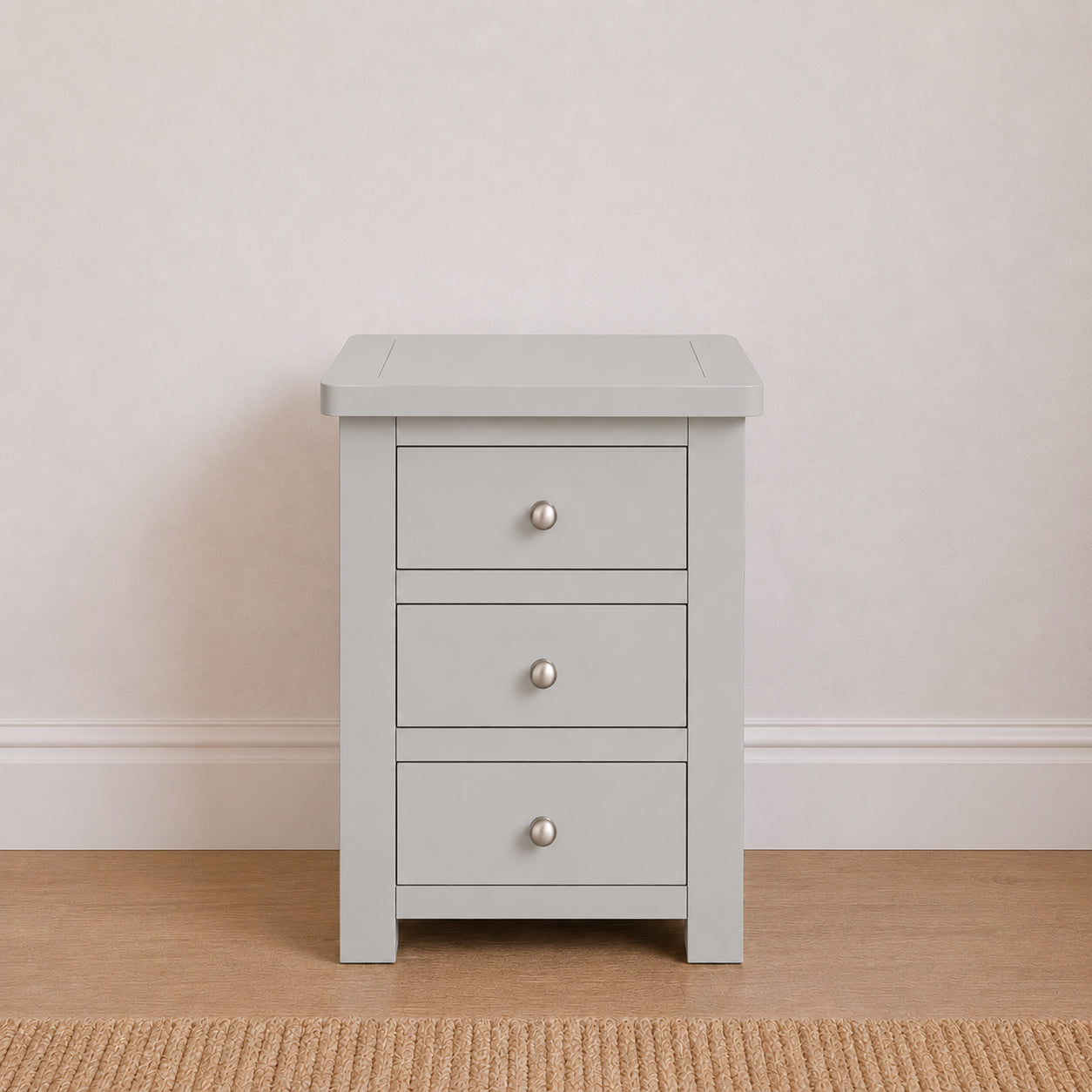 Manor Grey 3 Drawer Bedside Table