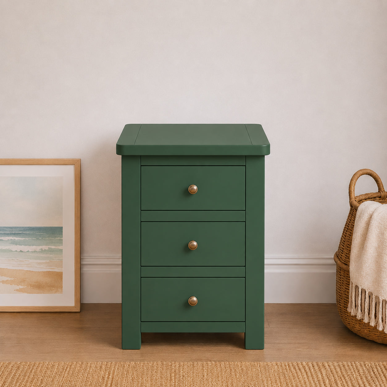 Manor Green 3 Drawer Bedside Table