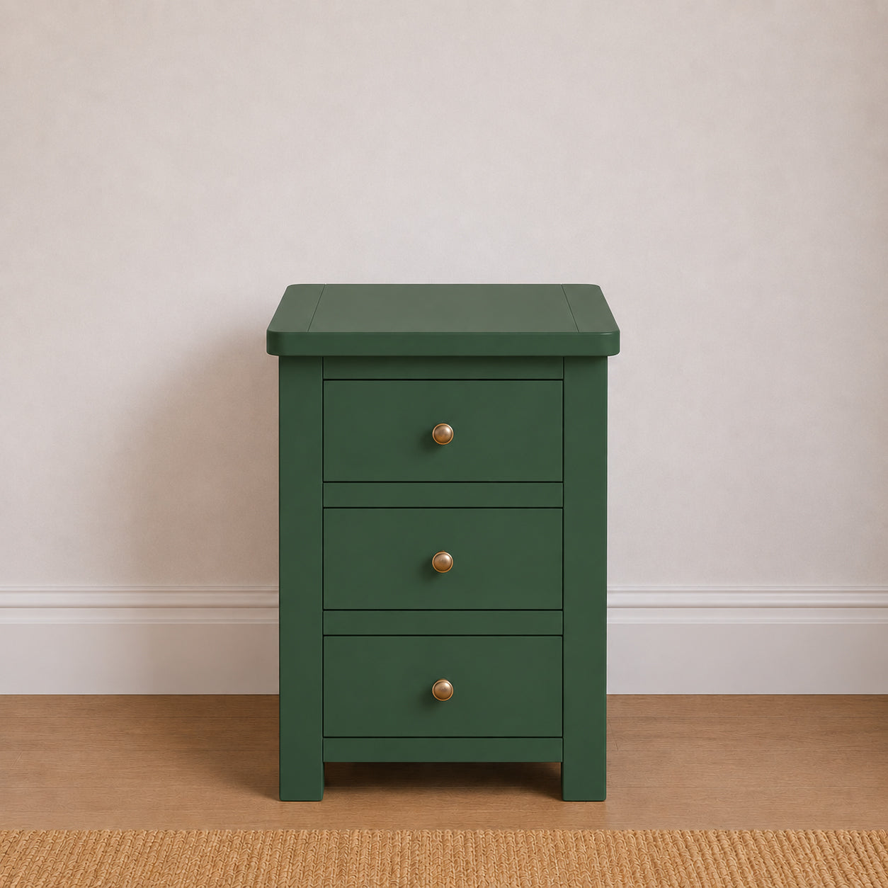 Manor Green 3 Drawer Bedside Table