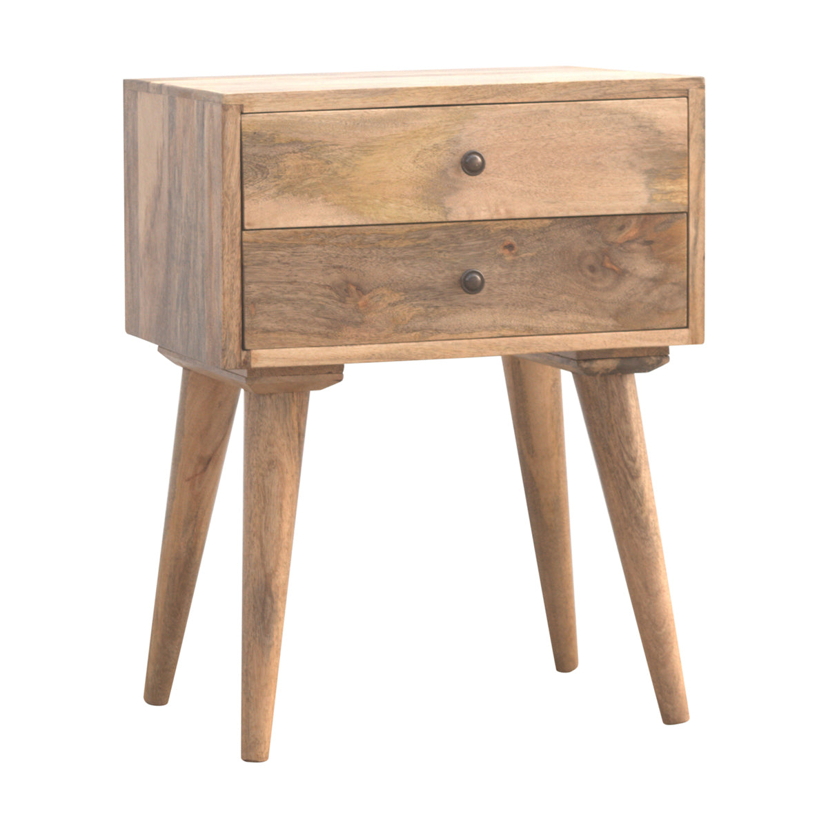 Modern Bedside with 2 Drawers / Oak-ish Finish