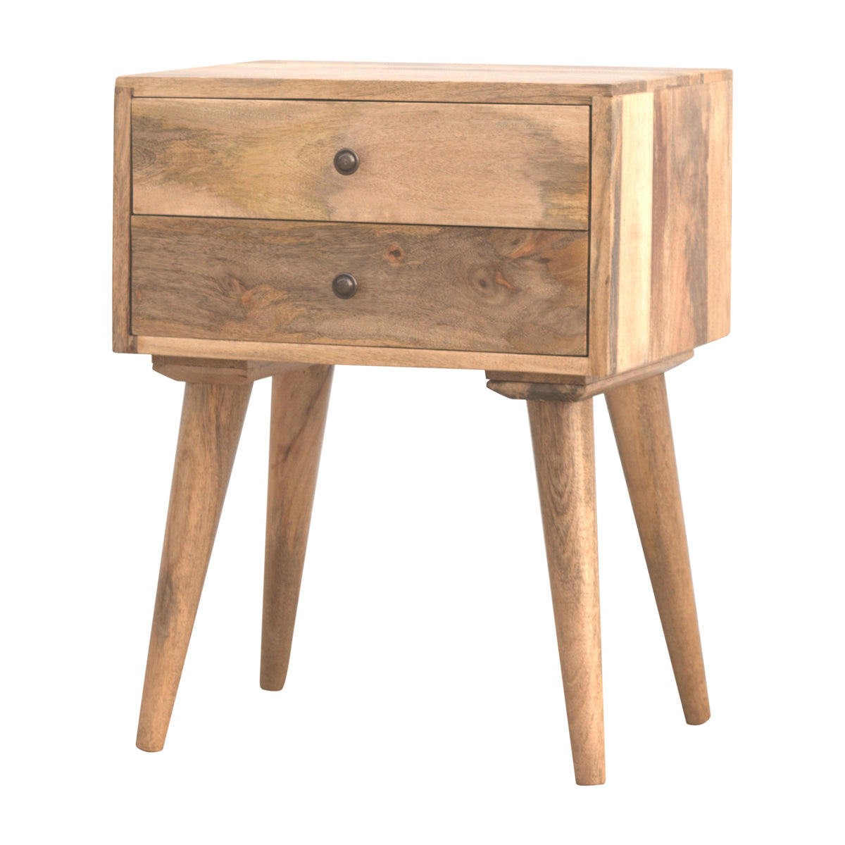 Modern Bedside with 2 Drawers / Oak-ish Finish