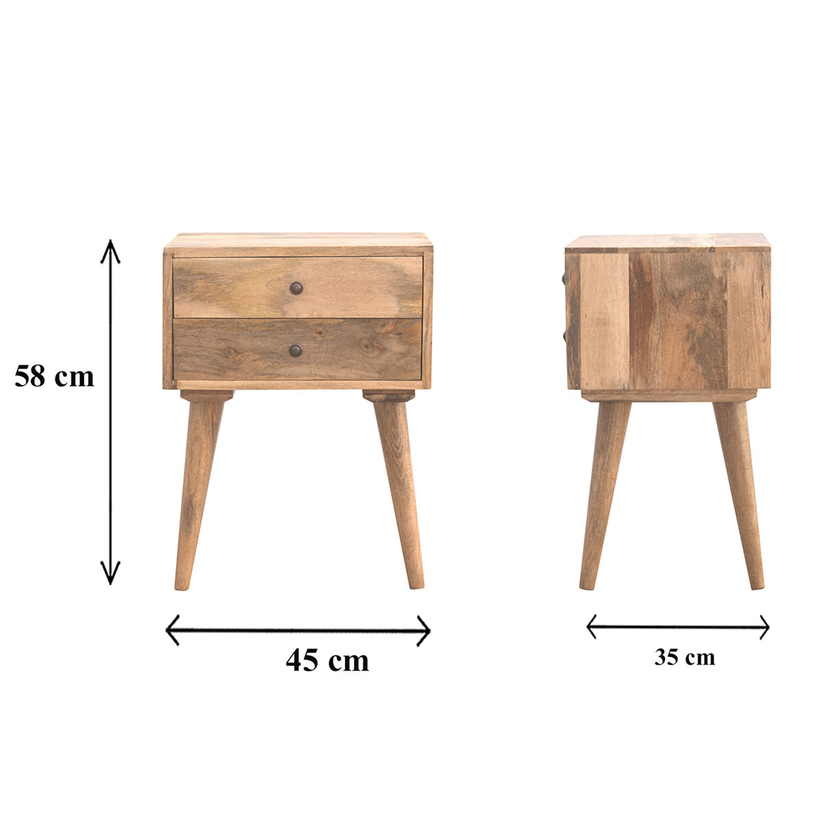 Modern Bedside with 2 Drawers / Oak-ish Finish