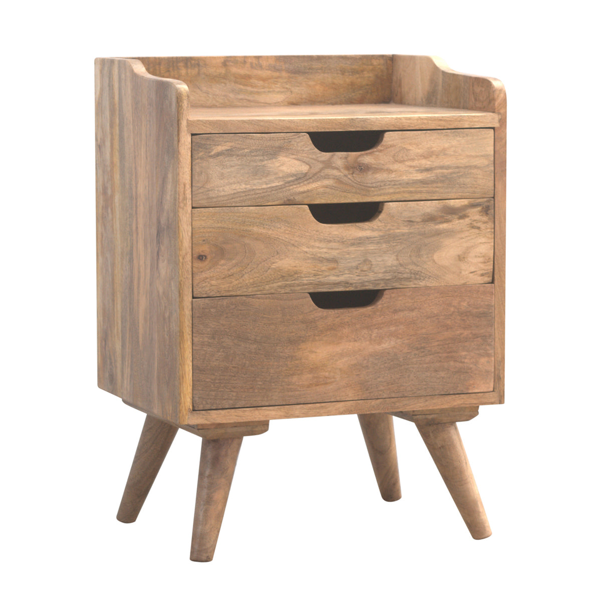 Classic 3 Drawer Gallery Bedside / Mango Wood