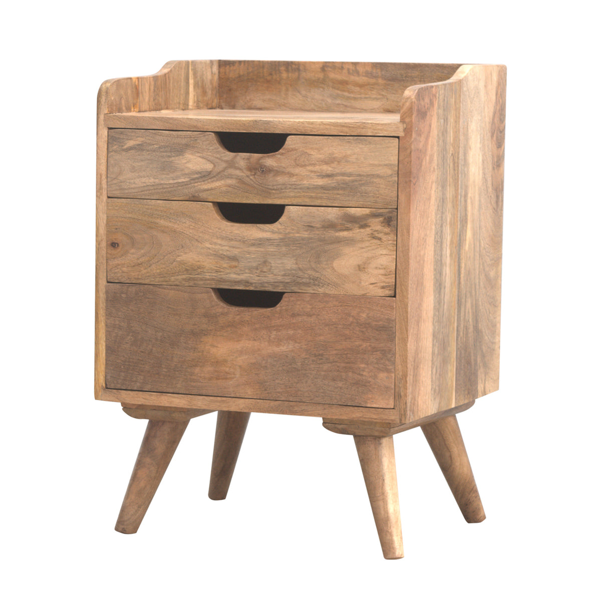 Classic 3 Drawer Gallery Bedside / Mango Wood