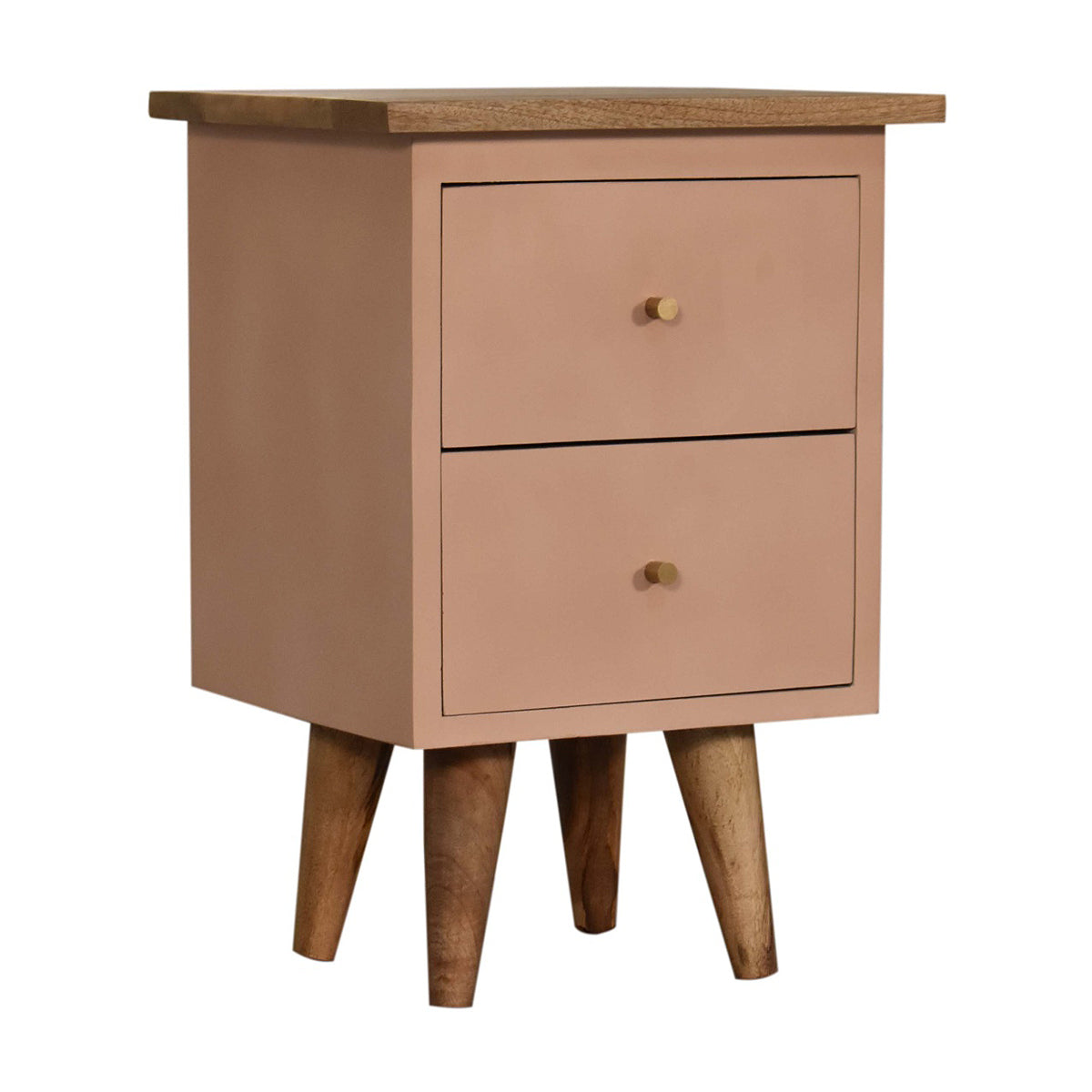 Blush Pink Hand Painted Artisan Bedside Table / Mango Wood