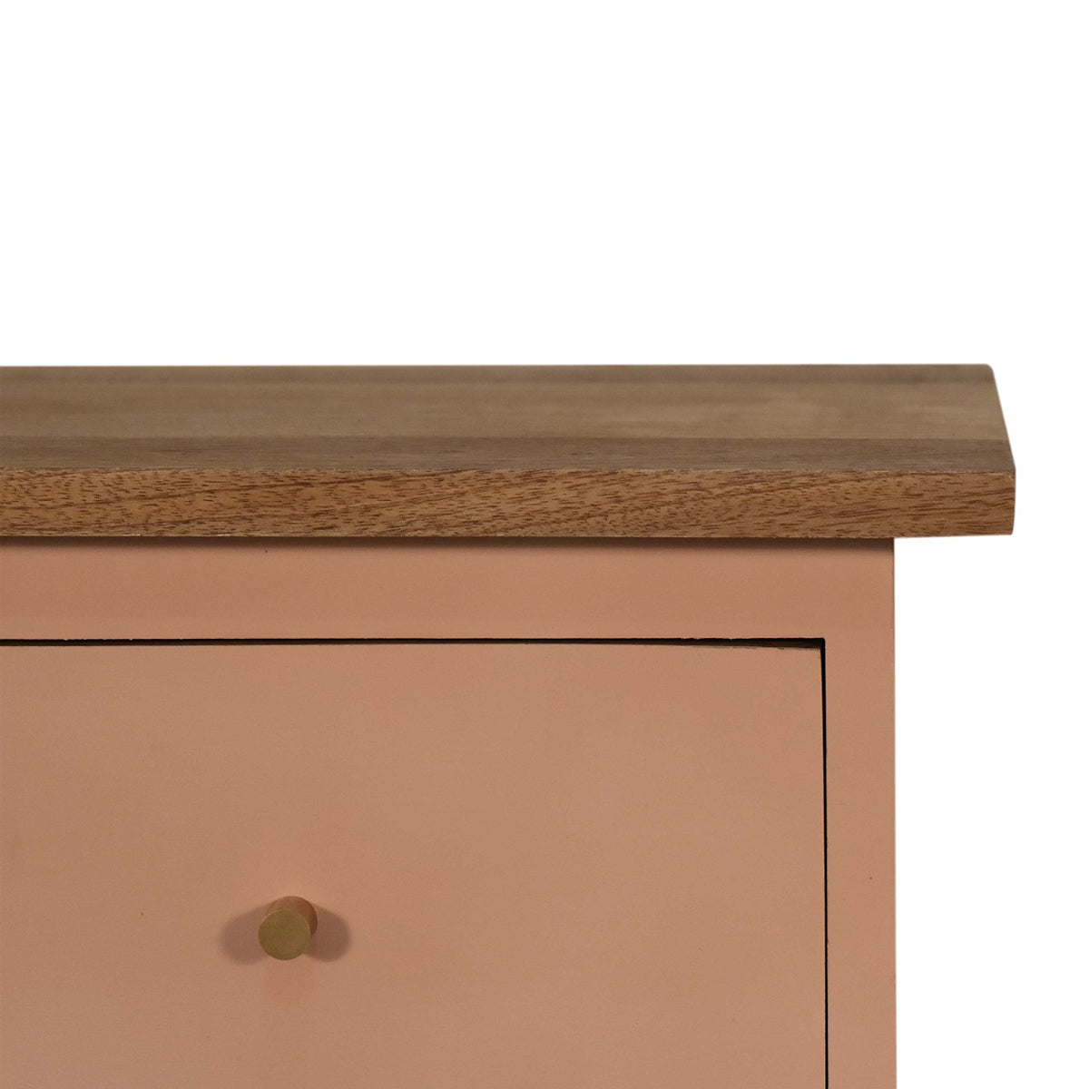 Blush Pink Hand Painted Artisan Bedside Table / Mango Wood