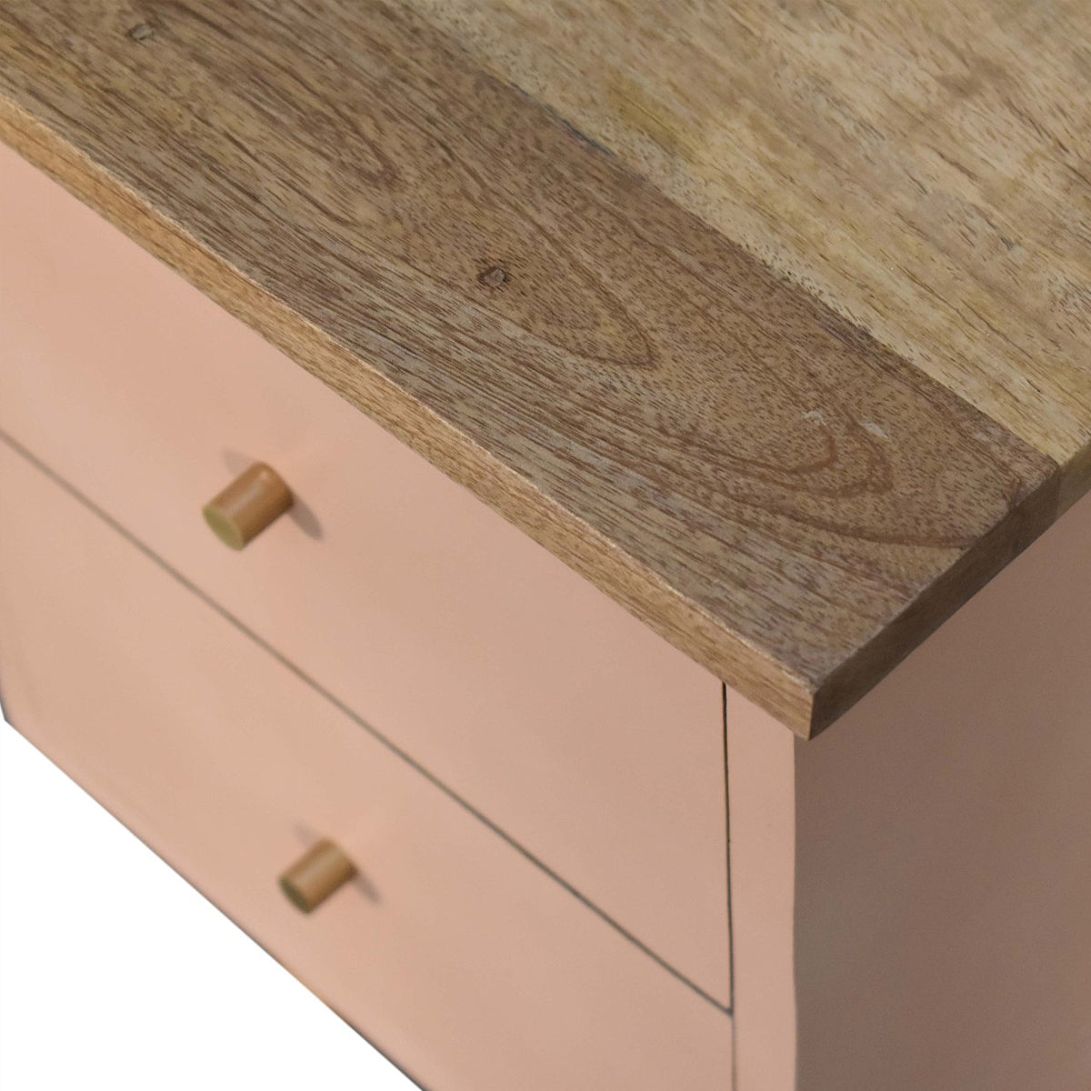 Blush Pink Hand Painted Artisan Bedside Table / Mango Wood