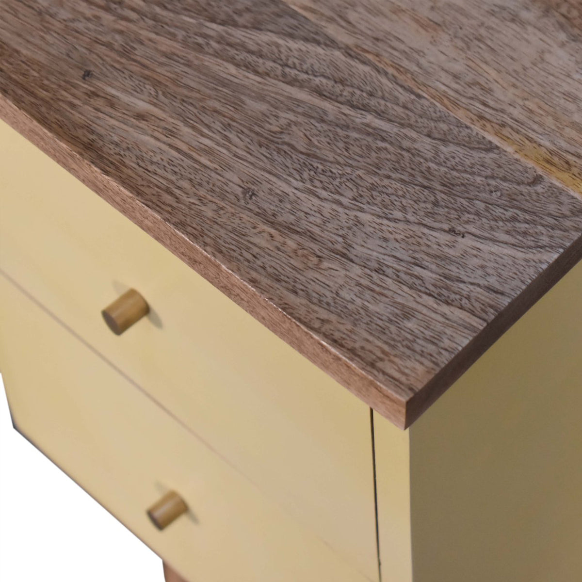 Yellow Hand Painted Artisan Bedside Table / Mango Wood