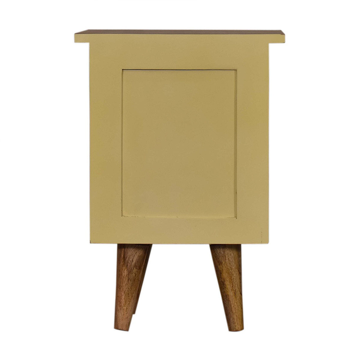 Yellow Hand Painted Artisan Bedside Table / Mango Wood