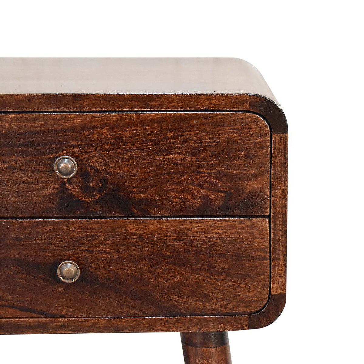 Curved Walnut Bedside Table / Mango Wood
