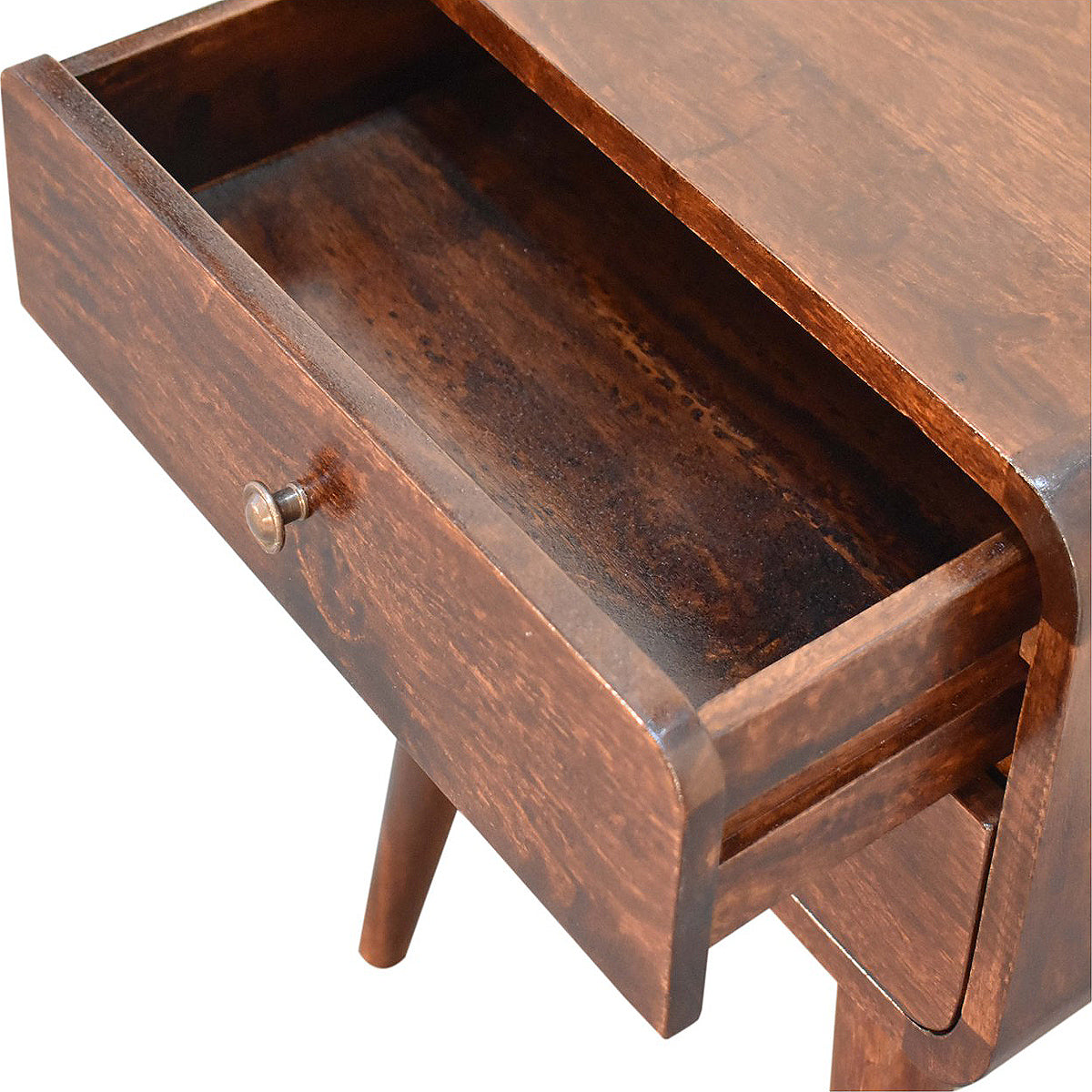 Curved Walnut Bedside Table / Mango Wood