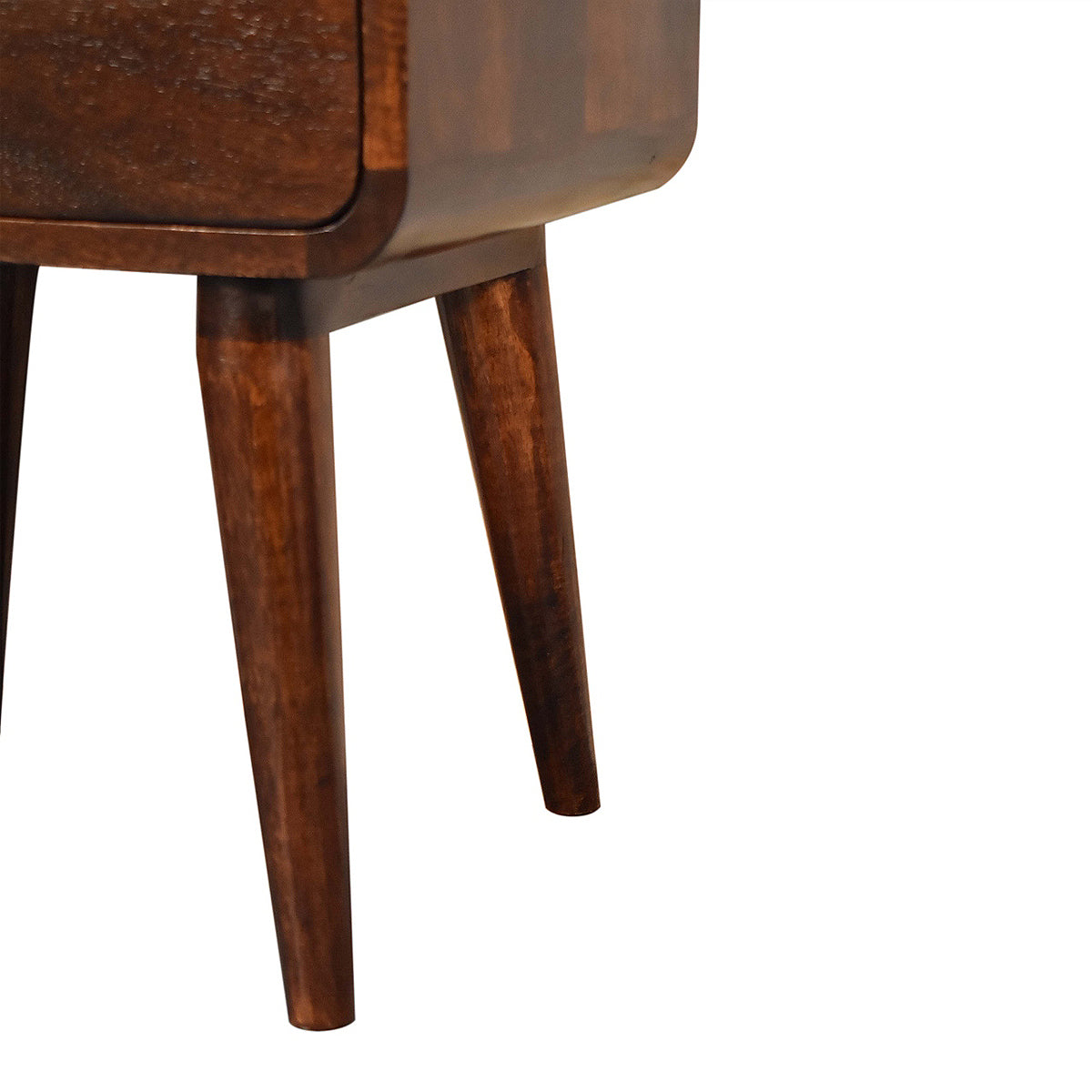 Curved Walnut Bedside Table / Mango Wood