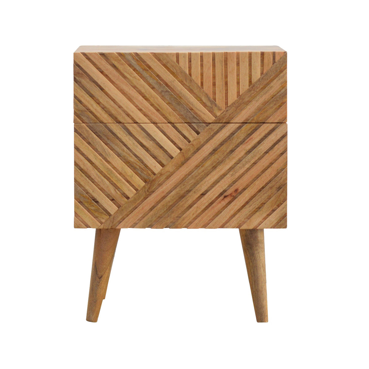 Large Lille Bedside / Carved Drawers / Handcrafted / Solid Mango Wood