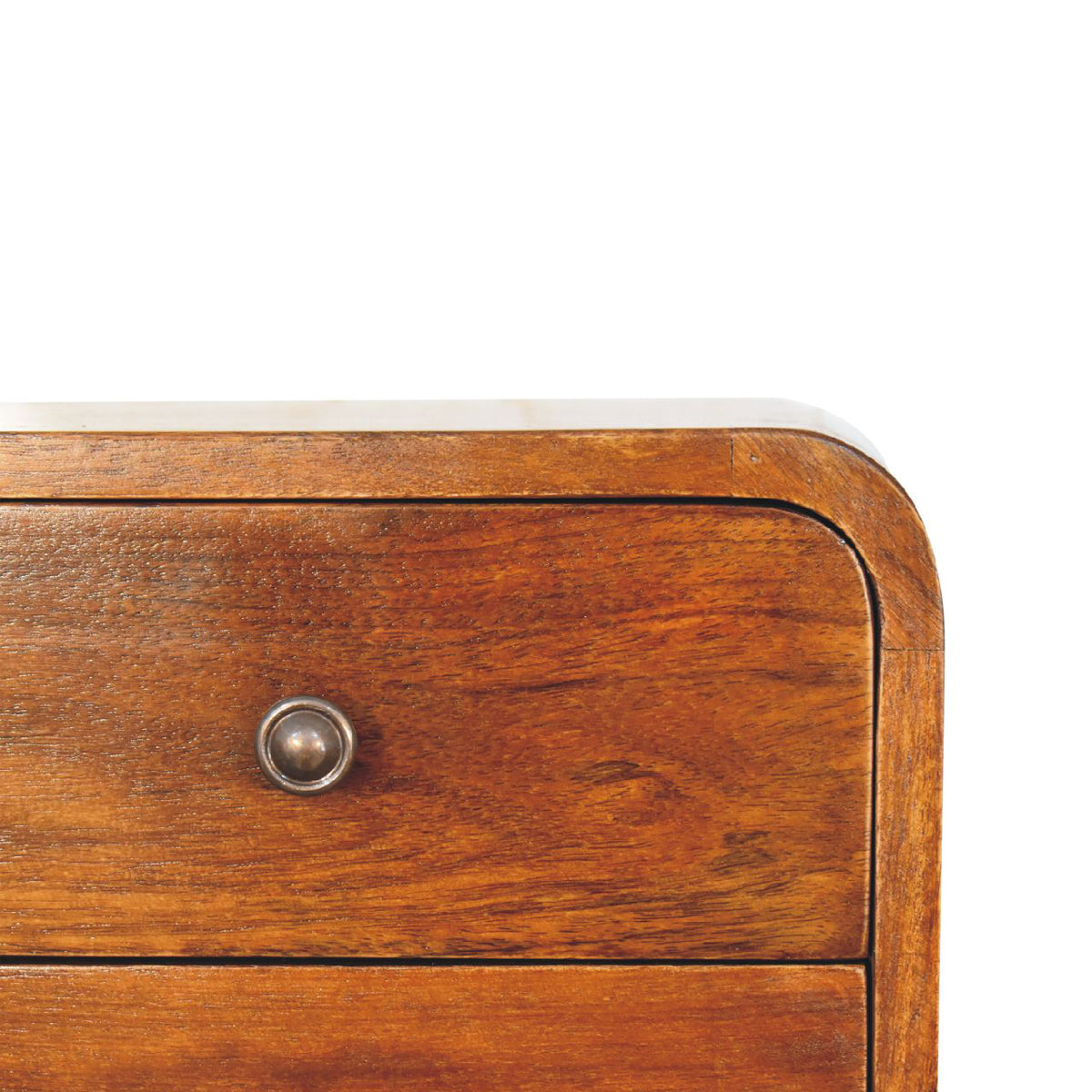 Mini Curve Floating Bedside Table - Chestnut Finish - 2 Drws