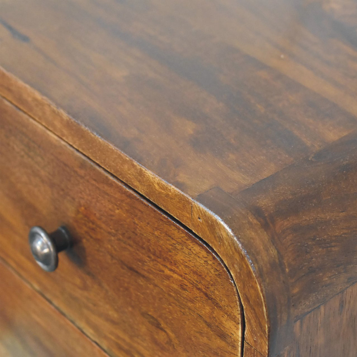 Mini Curve Floating Bedside Table - Chestnut Finish - 2 Drws