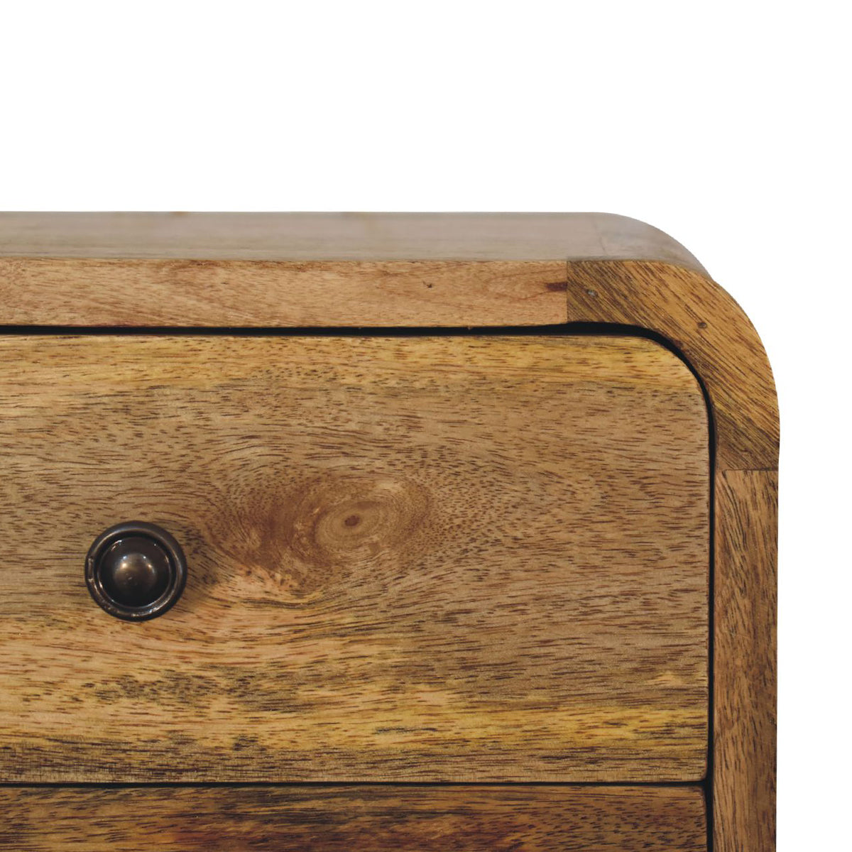 Mini Curve Floating Bedside Table - Oak ish Finish - 2 Drw