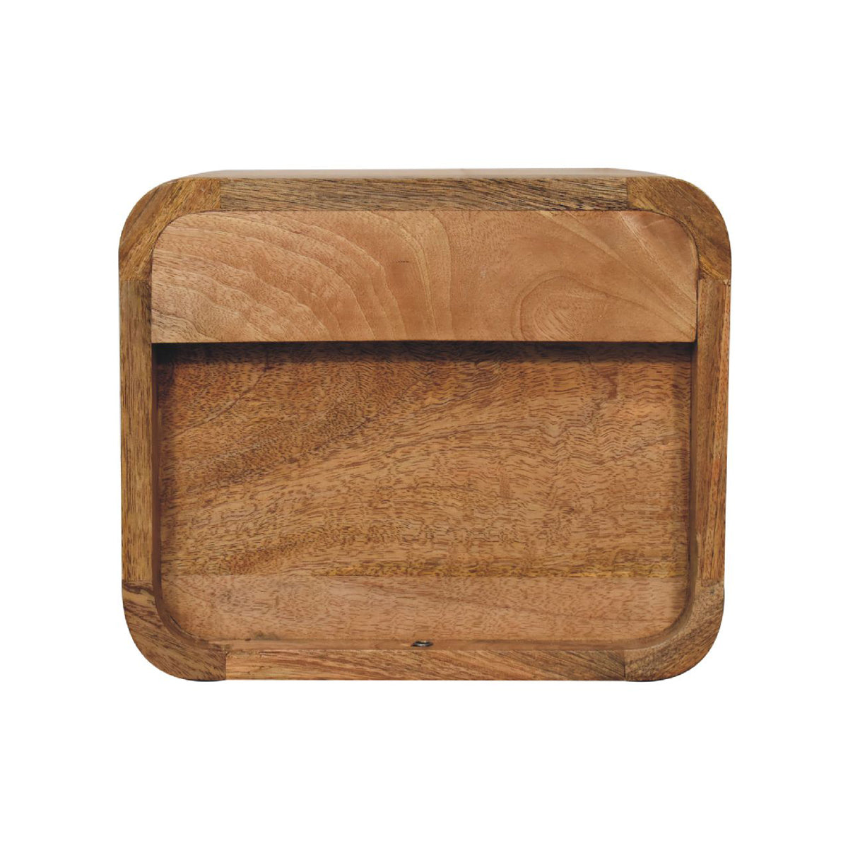 Mini Curve Floating Bedside Table - Oak ish Finish - 2 Drw