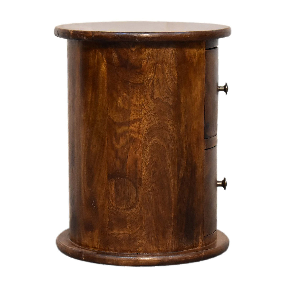 Mini 2 Drawer Classic Drum Chest - Chestnut Finish - H:40cm