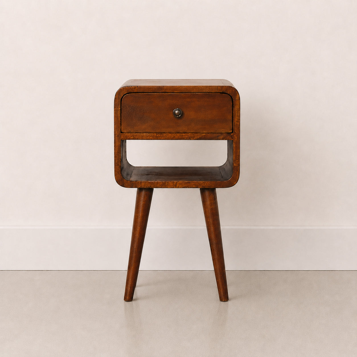 Mini Chestnut Curve Lower Bedside - Mango Wood