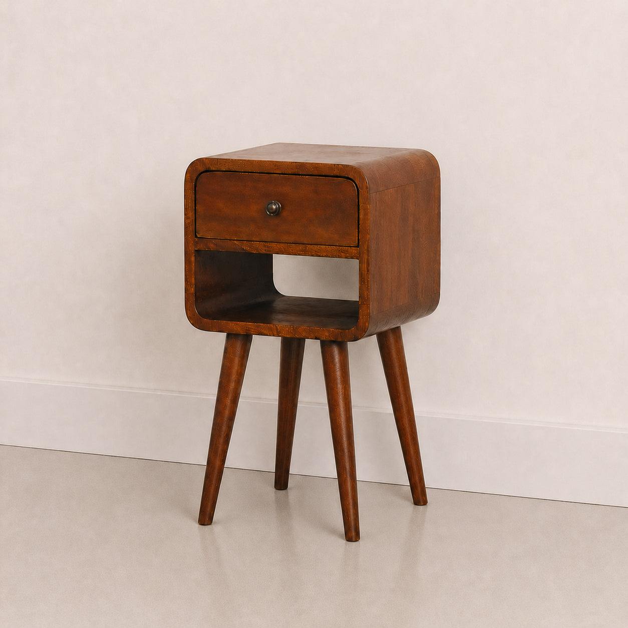 Mini Chestnut Curve Lower Bedside - Mango Wood