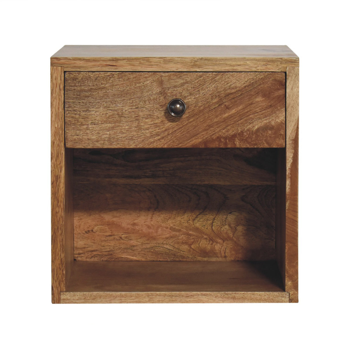 Mini Floating Classic Square Bedside Table - Oak ish Finish