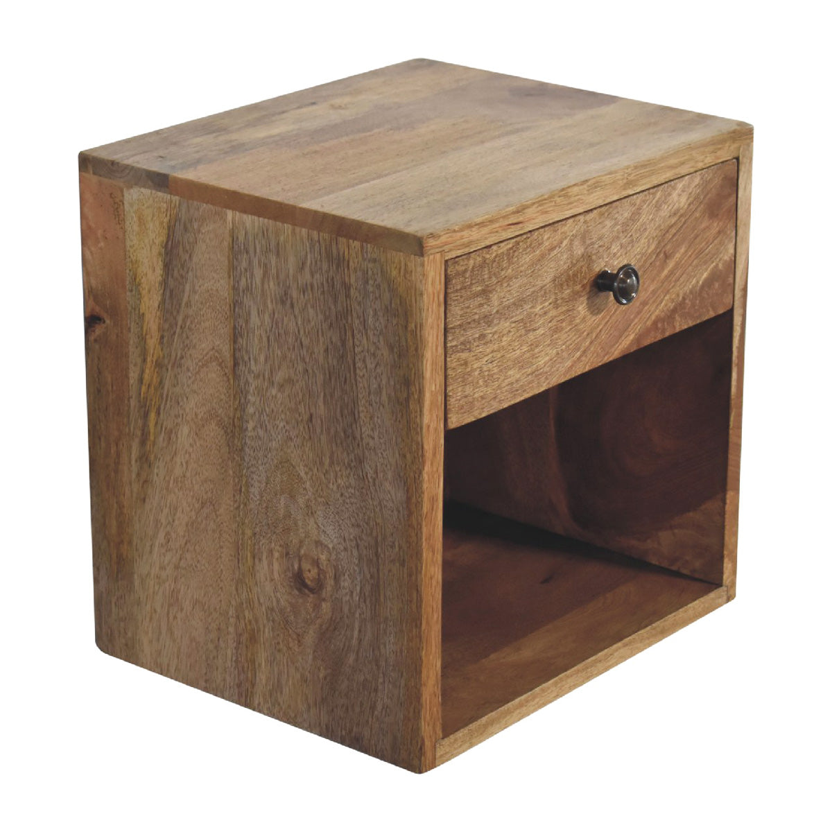 Mini Floating Classic Square Bedside Table - Oak ish Finish