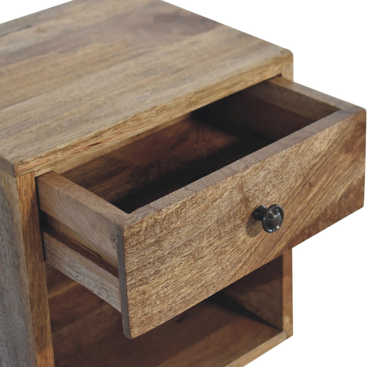 Mini Floating Classic Square Bedside Table - Oak ish Finish