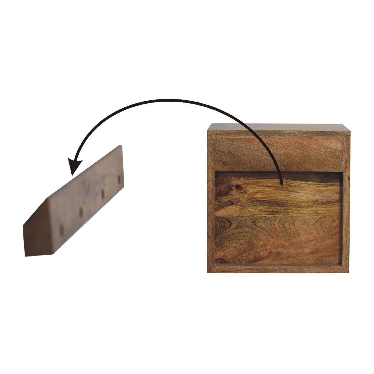 Mini Floating Classic Square Bedside Table - Oak ish Finish