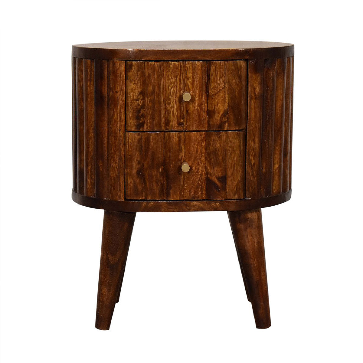 Mini Stripe Chestnut Bedside Table / Mango Wood