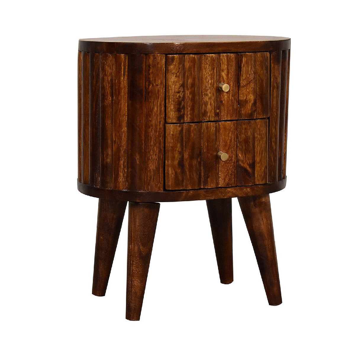 Mini Stripe Chestnut Bedside Table / Mango Wood