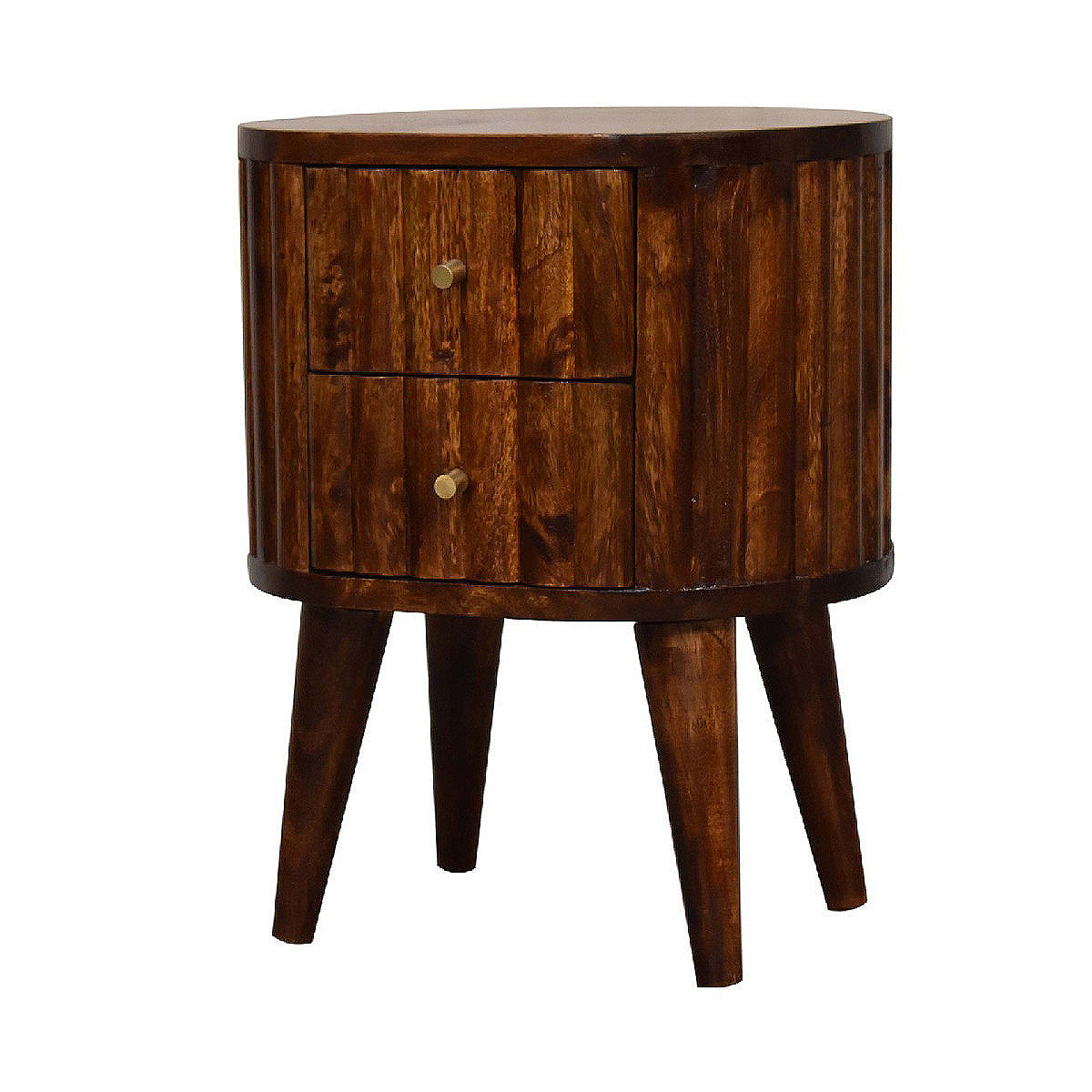 Mini Stripe Chestnut Bedside Table / Mango Wood