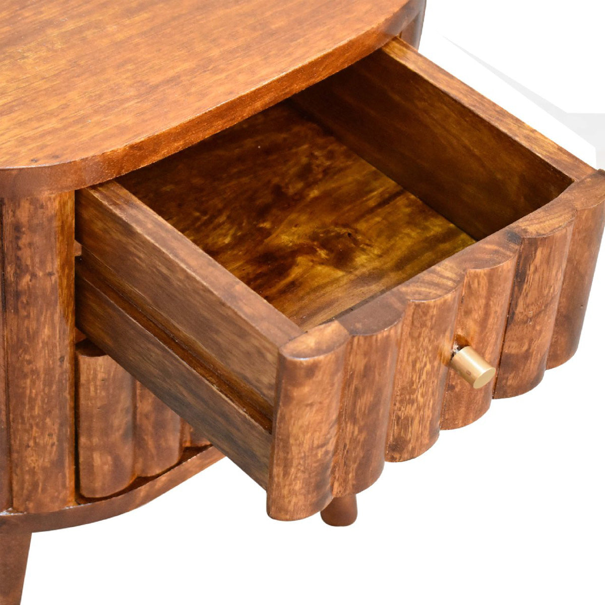 Mini Stripe Chestnut Bedside Table / Mango Wood