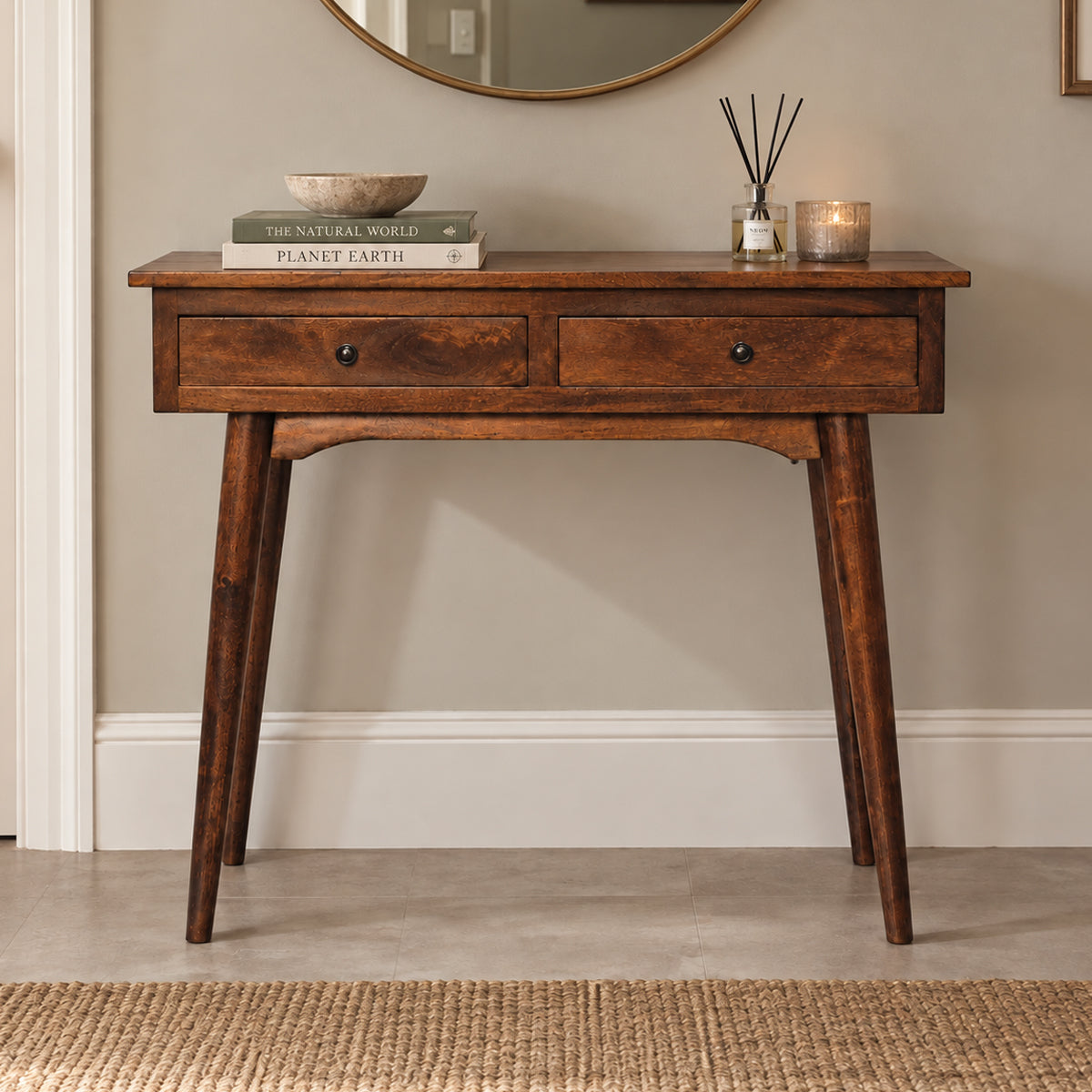 Oslo Chestnut Console Table / 2 Drawers