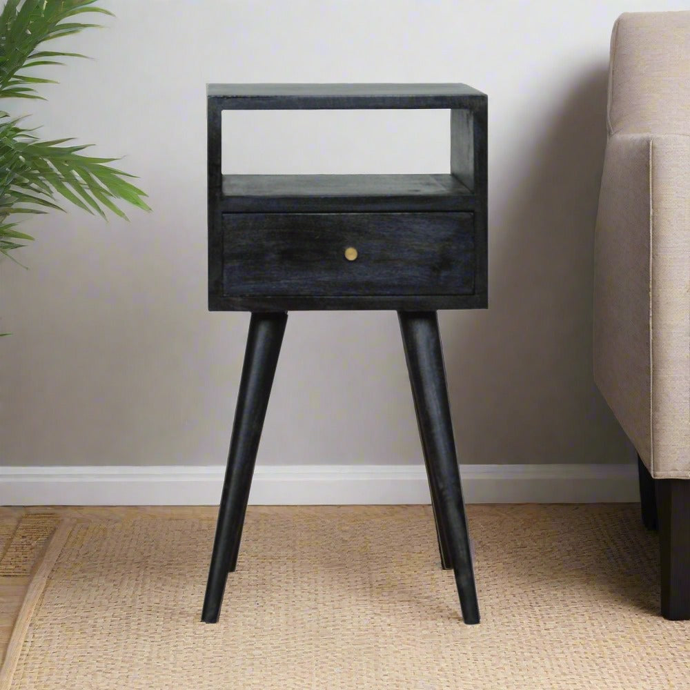 Mini Ash Black Bedside Table / Mango Wood