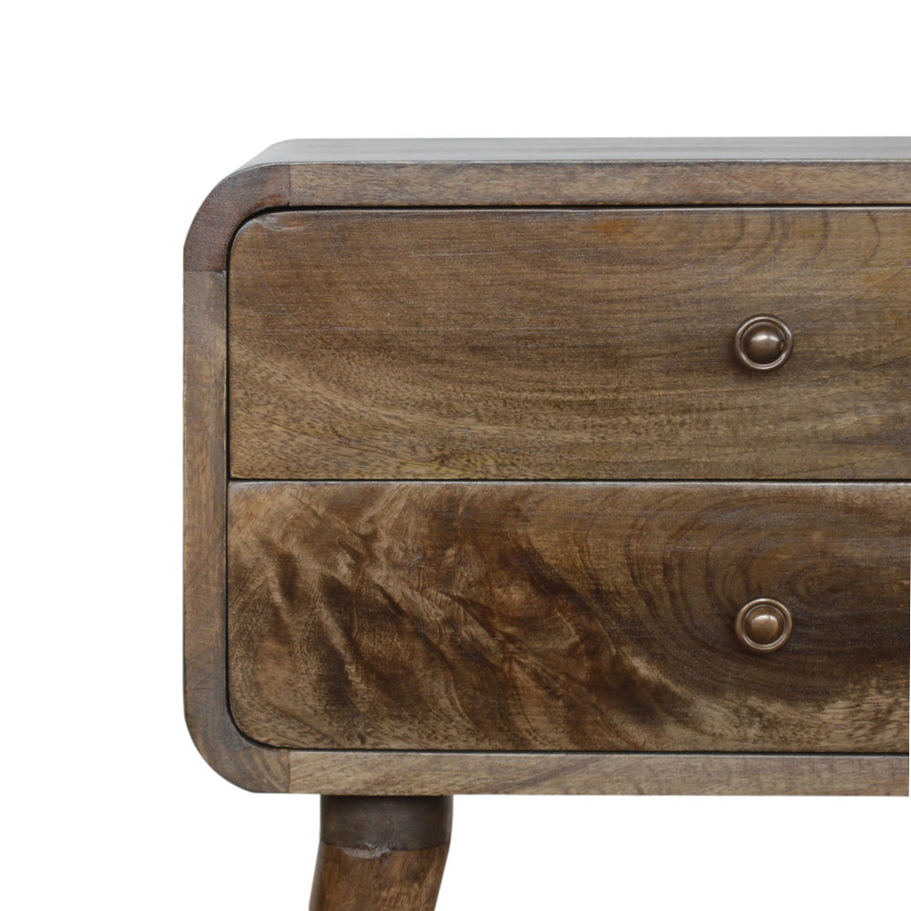 Curved Grey Washed Bedside Table / Mango Wood