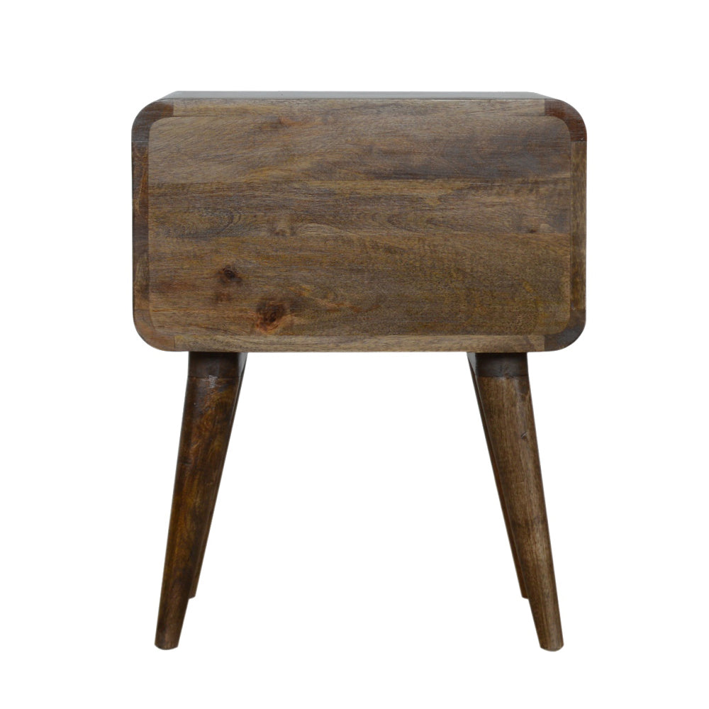 Curved Grey Washed Bedside Table / Mango Wood