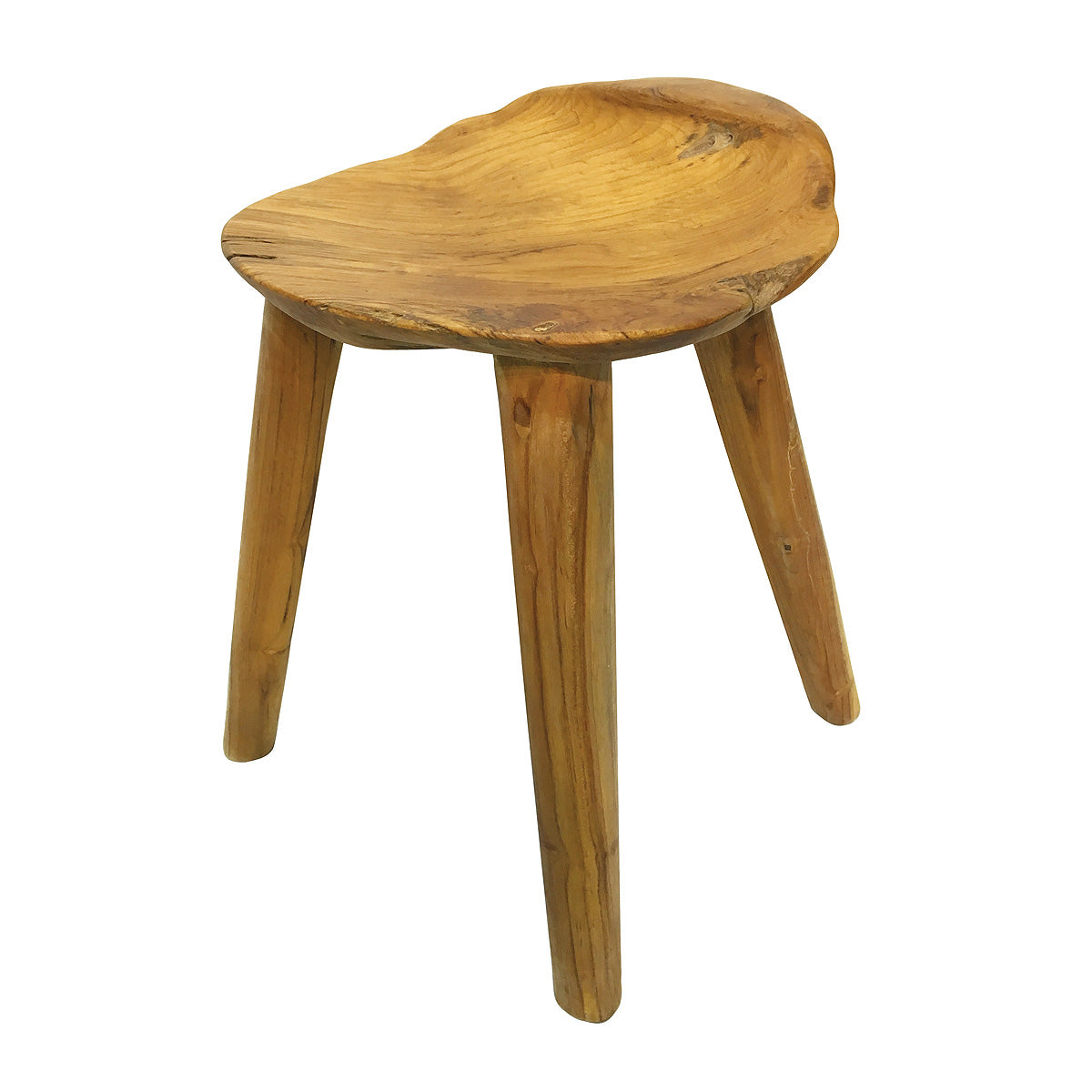 Root Curved Small Stool - Solid Teak
