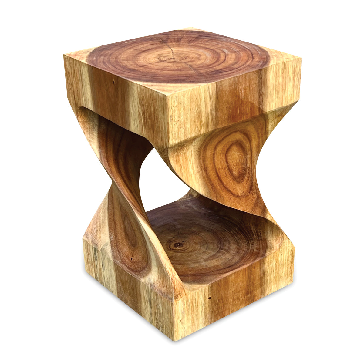 Small Twist Lamp Table - Solid Suar Wood