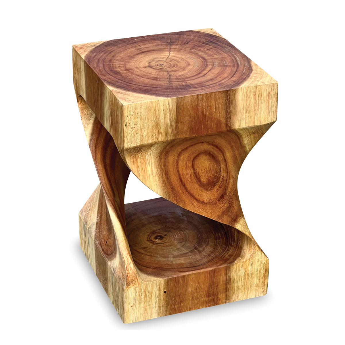 Small Twist Lamp Table - Solid Suar Wood