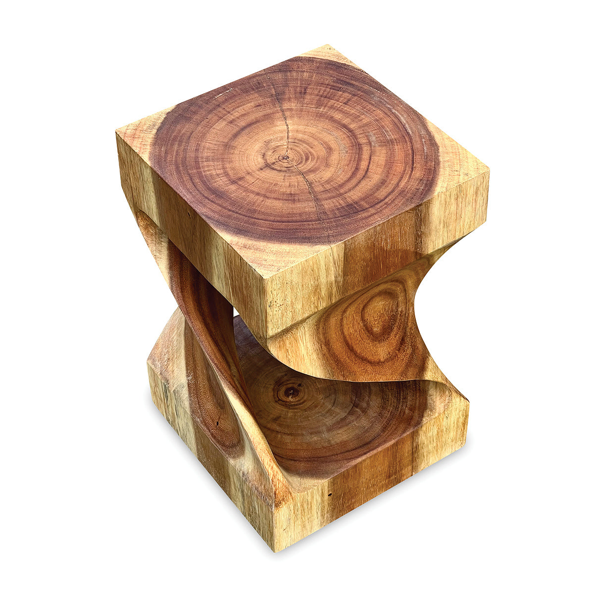 Small Twist Lamp Table - Solid Suar Wood