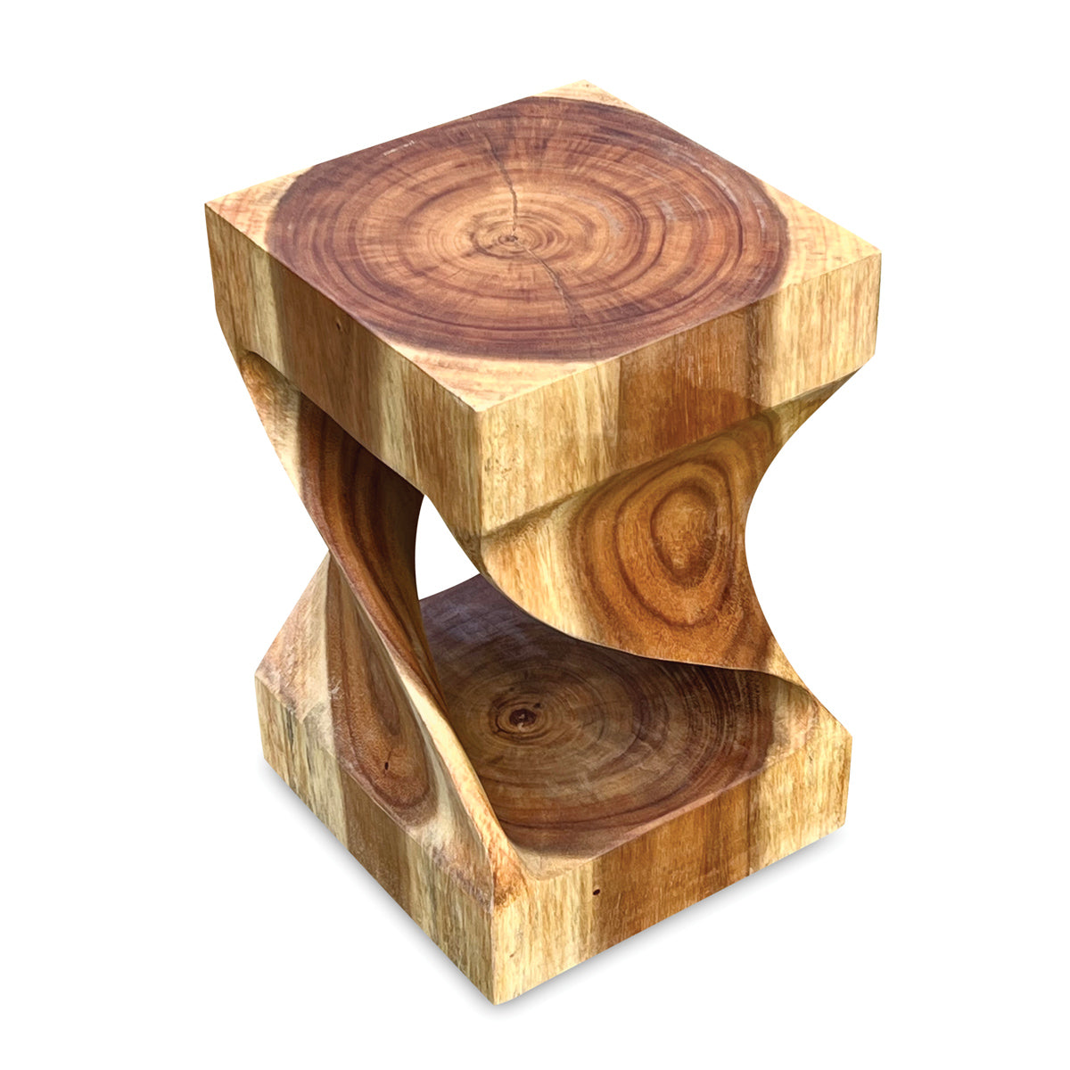 Small Twist Lamp Table - Solid Suar Wood