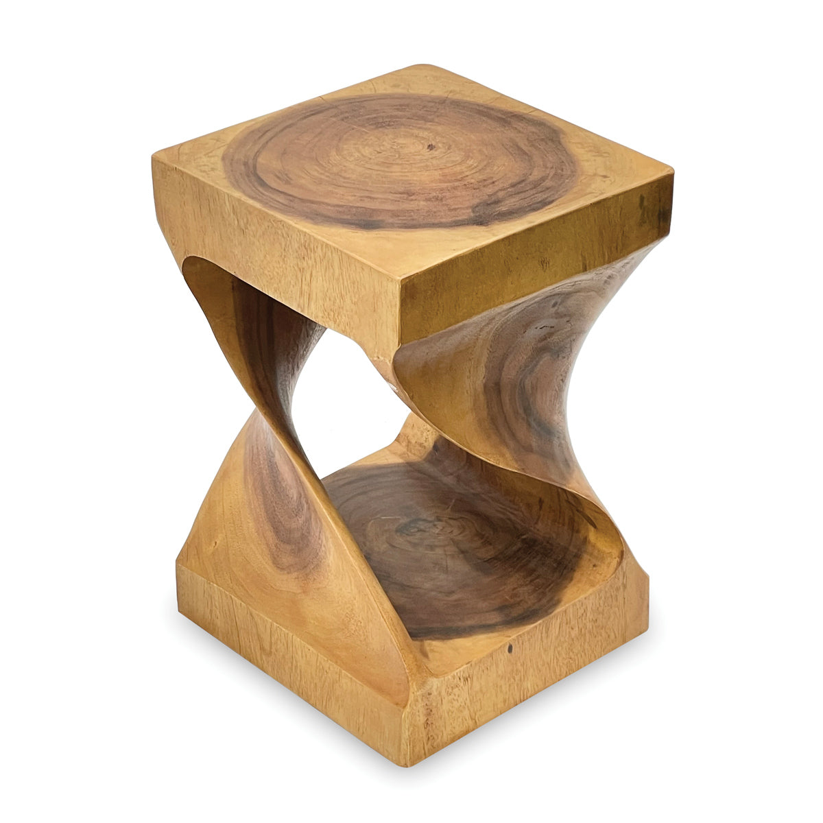 Small Twist Lamp Table - Solid Suar Wood