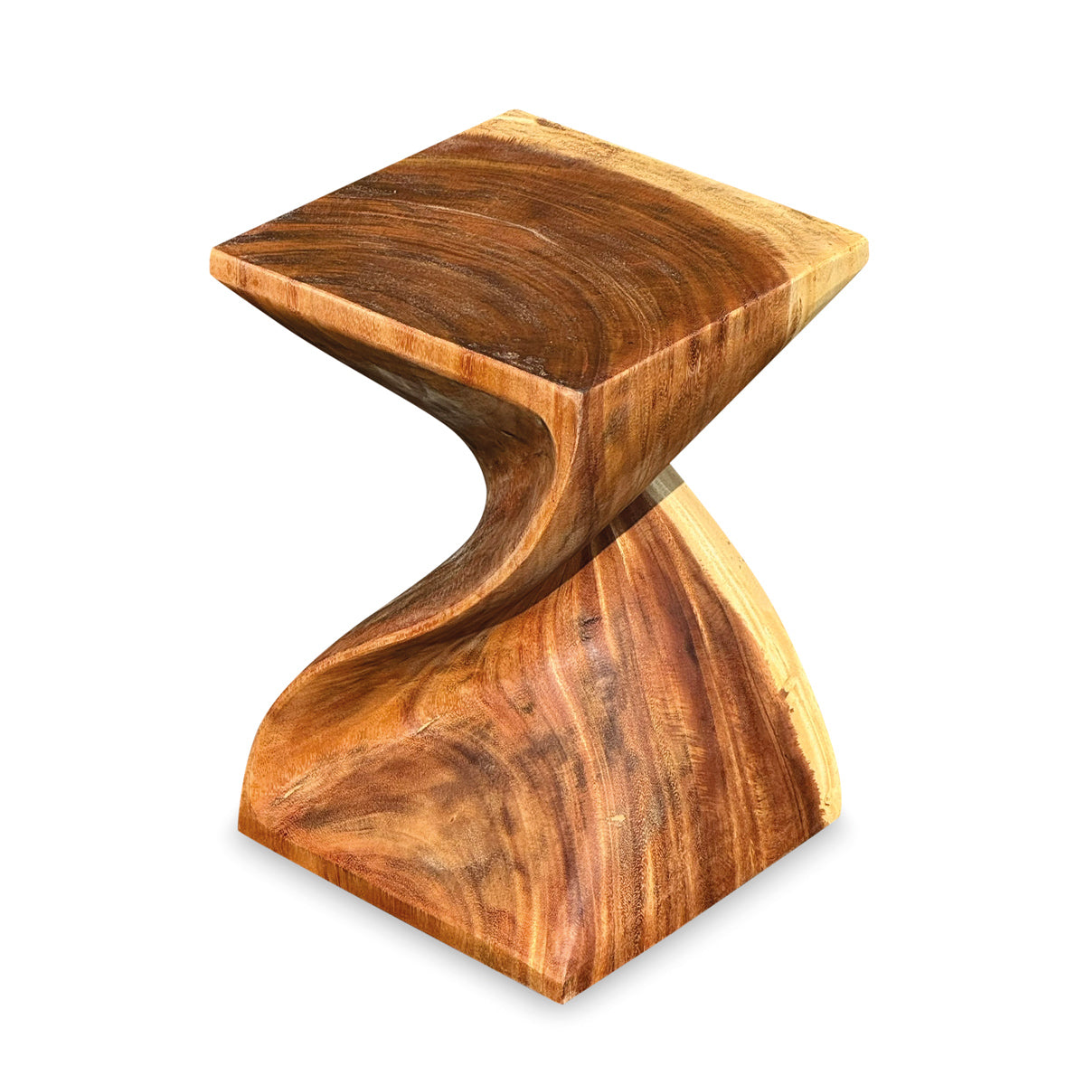 Small Solid Twist Lamp Table - Solid Suar Wood