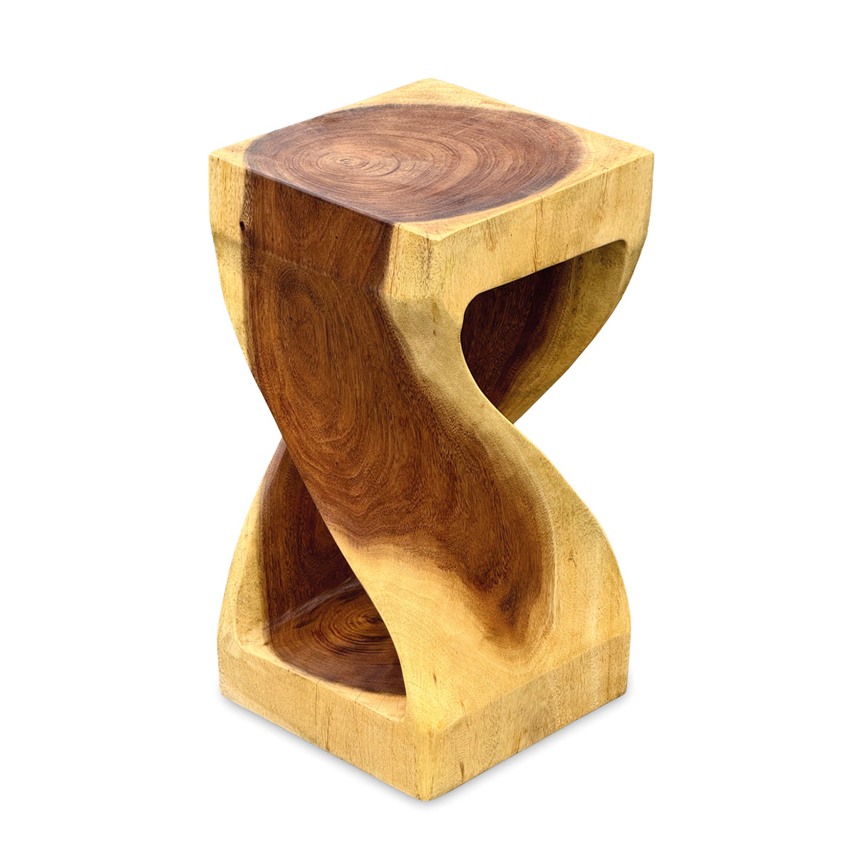 Medium Twist Lamp Table - Solid Suar Wood