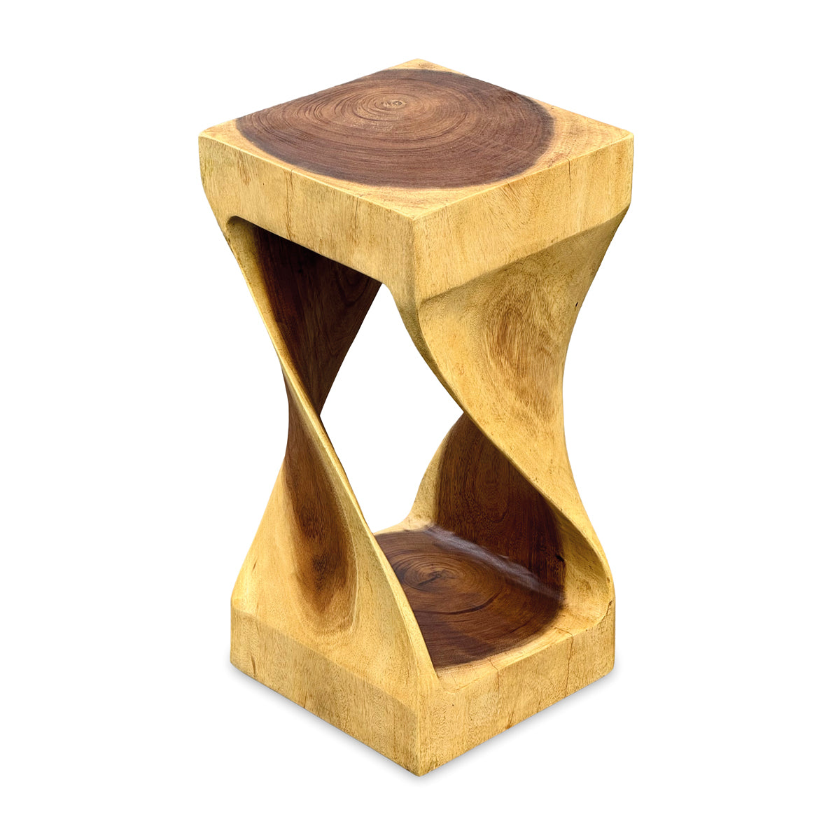 Medium Twist Lamp Table - Solid Suar Wood