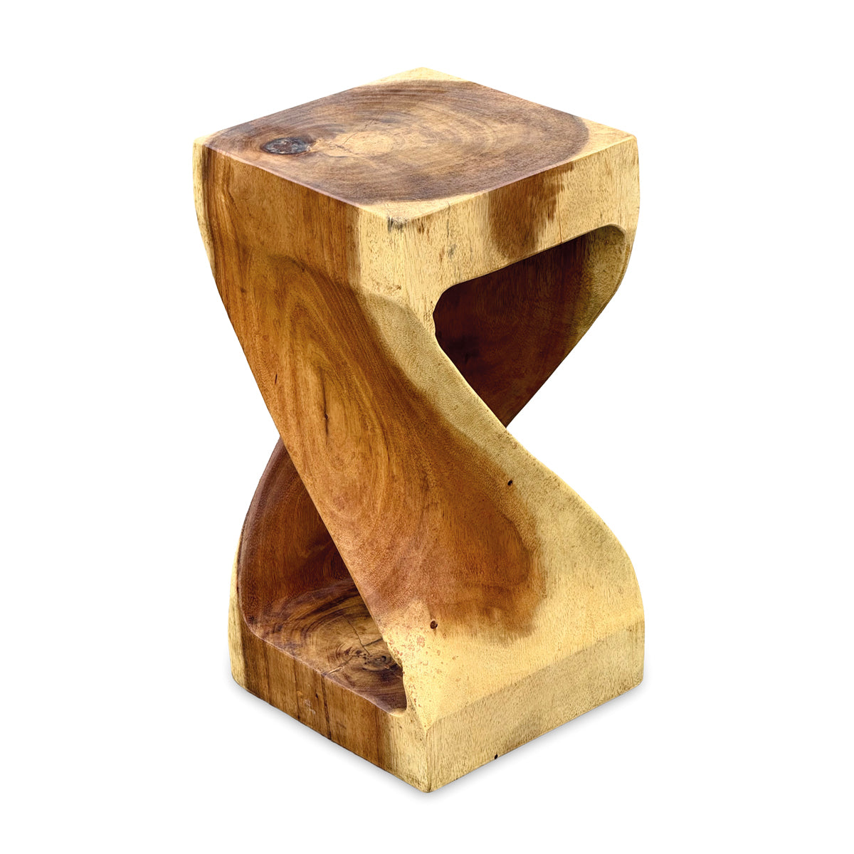 Medium Twist Lamp Table - Solid Suar Wood