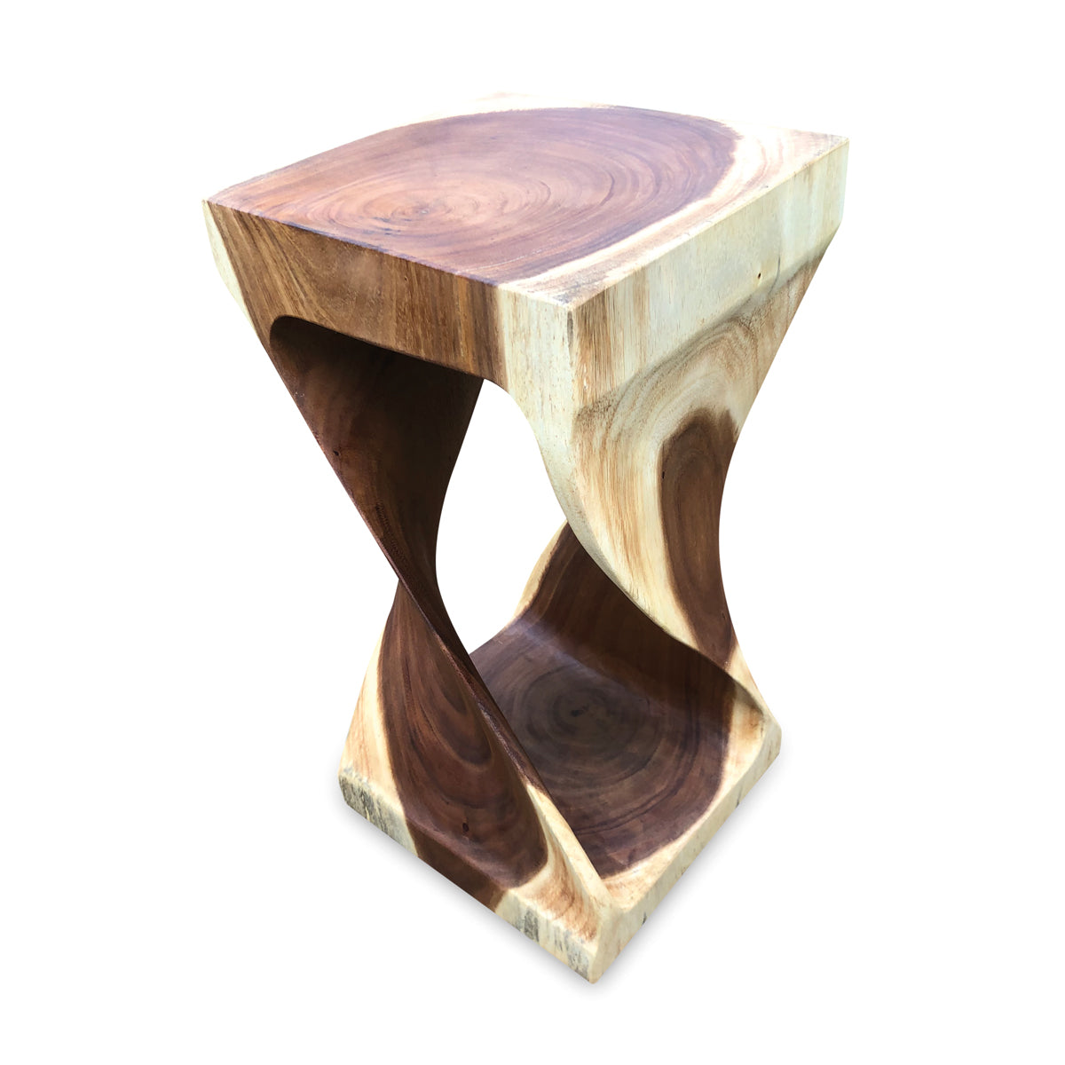 Medium Twist Lamp Table - Solid Suar Wood