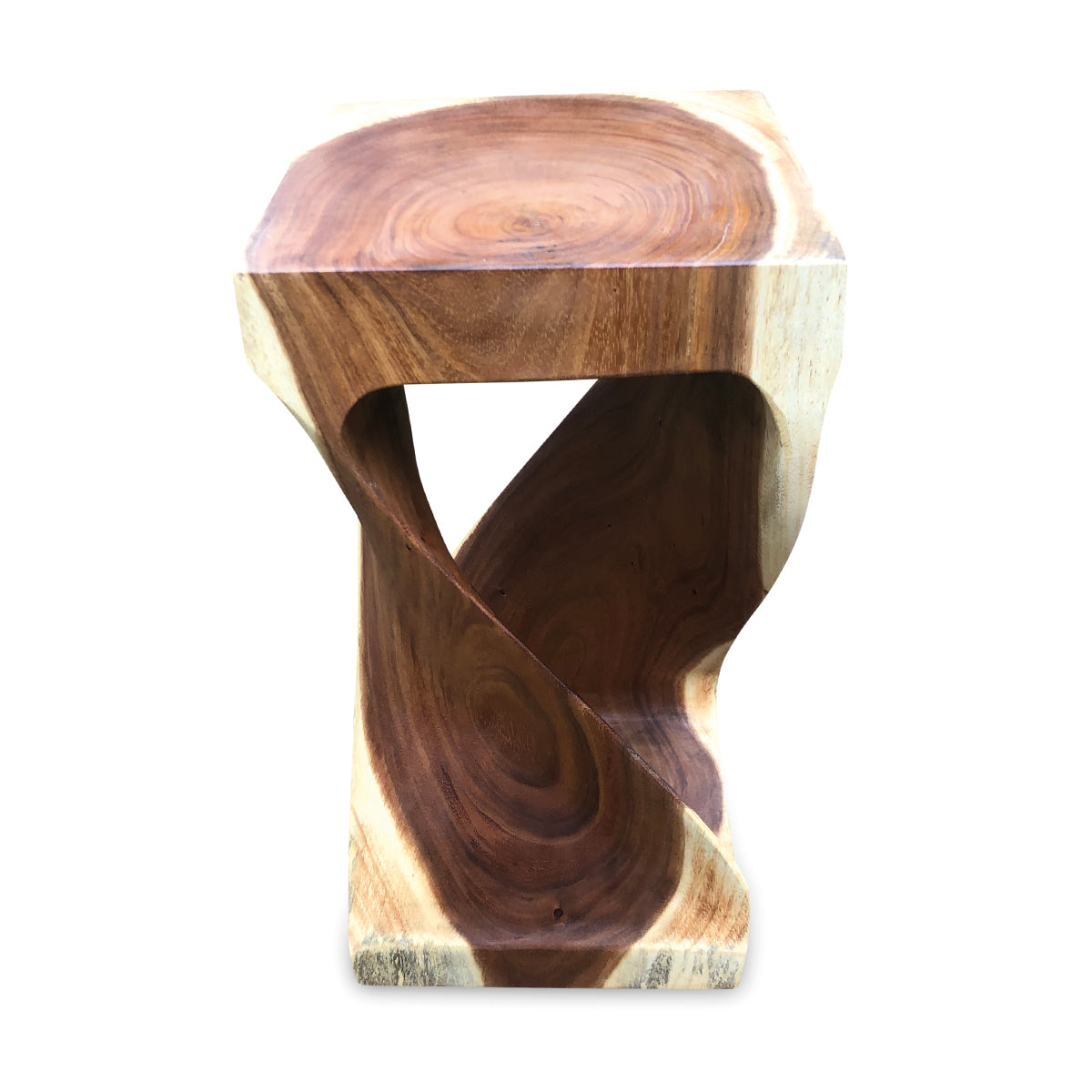 Medium Twist Lamp Table - Solid Suar Wood