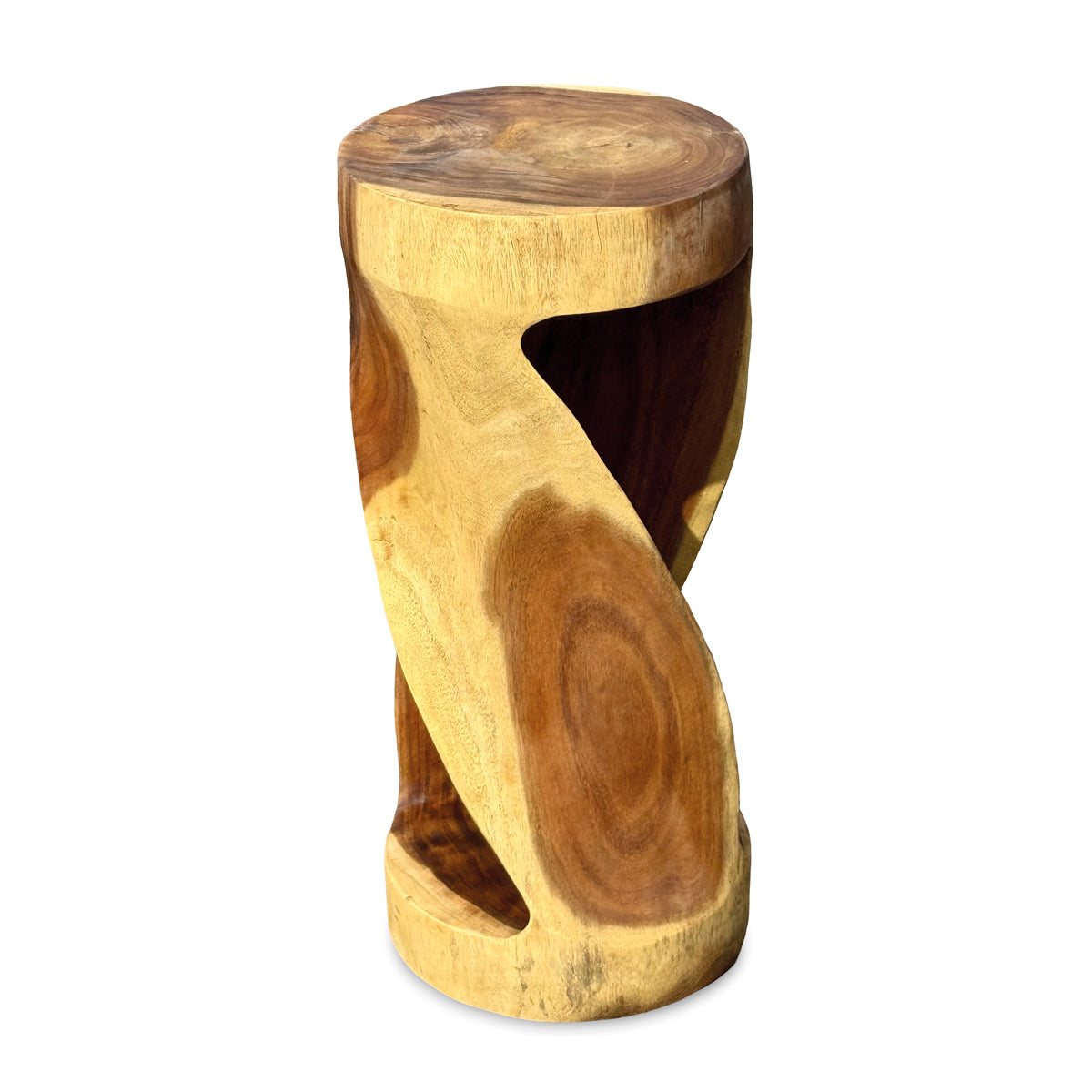 Large Round Twist Lamp Table - Solid Suar Wood