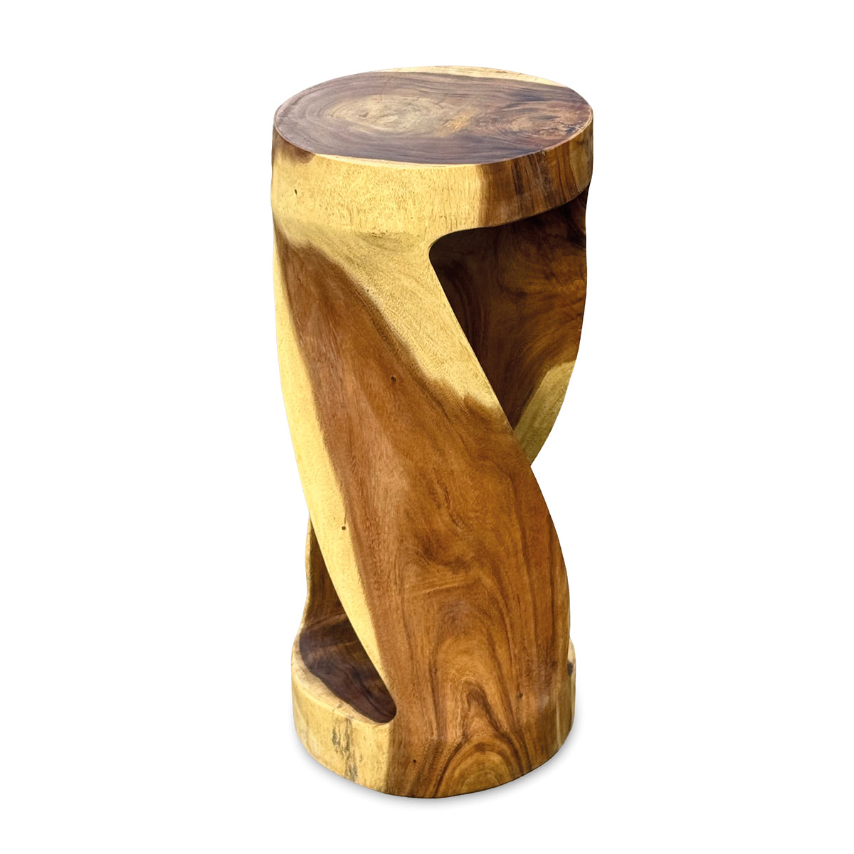 Large Round Twist Lamp Table - Solid Suar Wood